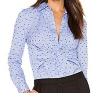 Derek Lam 10 Crosby Women's Blue Pin-wheel Accent Button-up Blouse (Size US 2)
